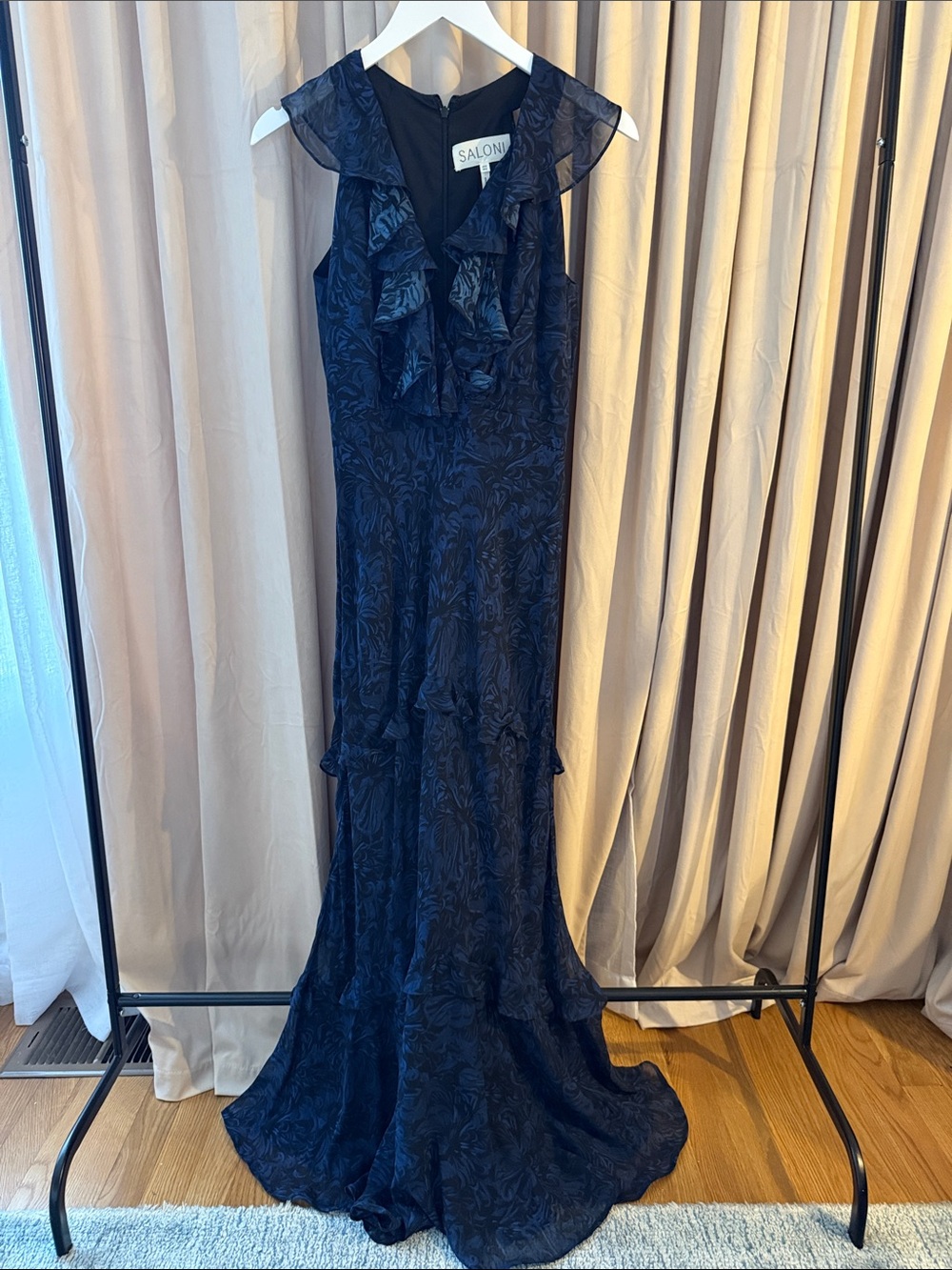 Saloni Rita Maxi Dress in Kiku Midnight